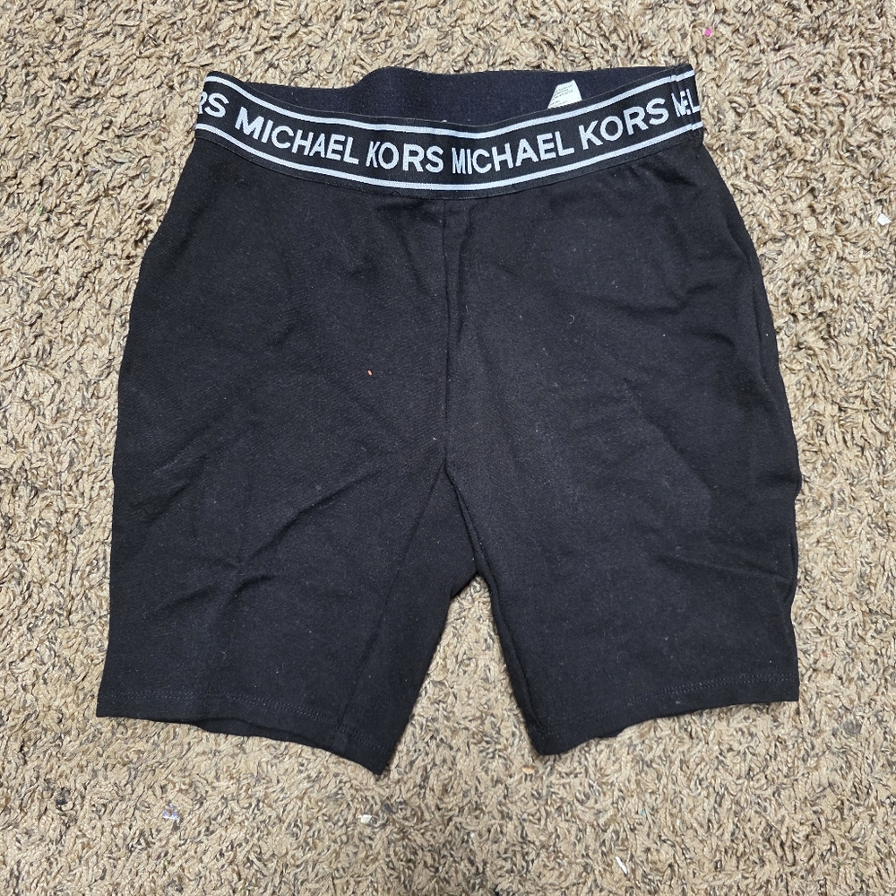 Michael Kors Black Tape Logo Biker Shorts